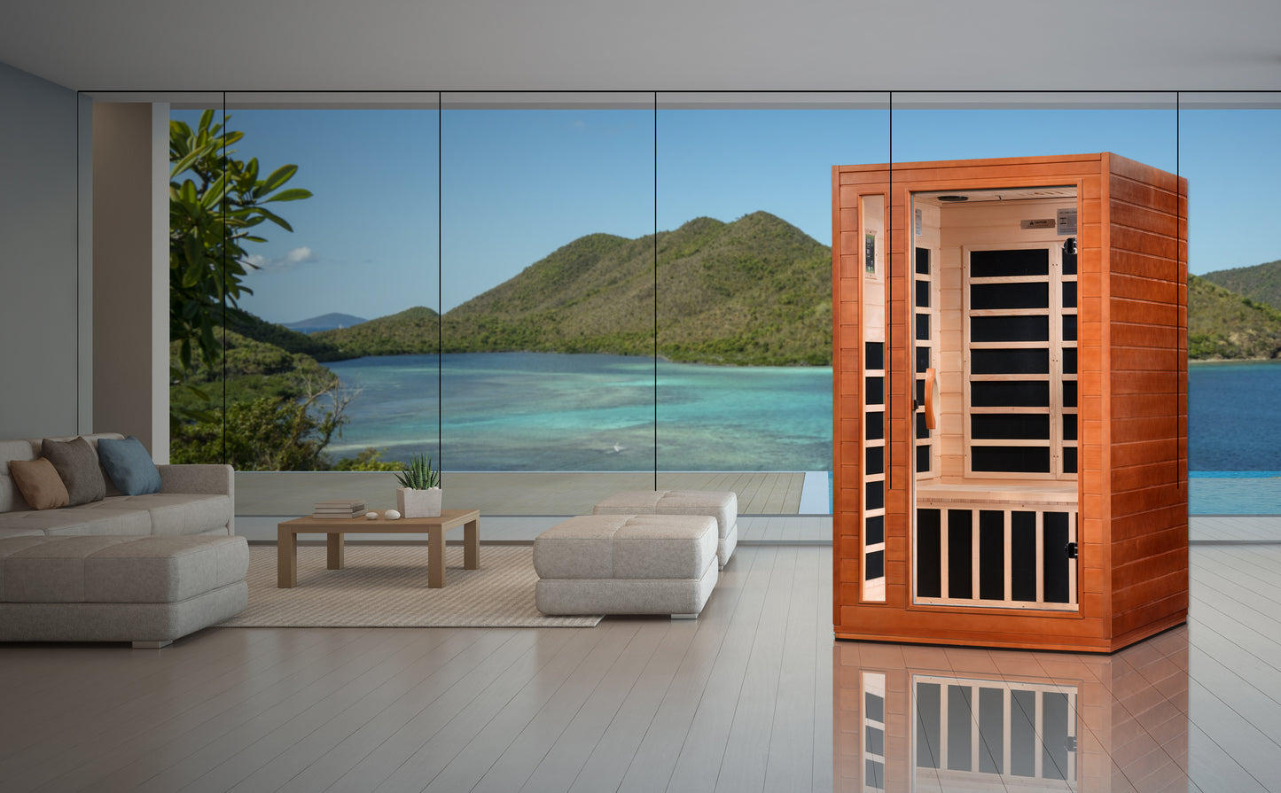 Dynamic Cordoba 2-person Low EMF  FAR Infrared Sauna - Canadian Hemlock
