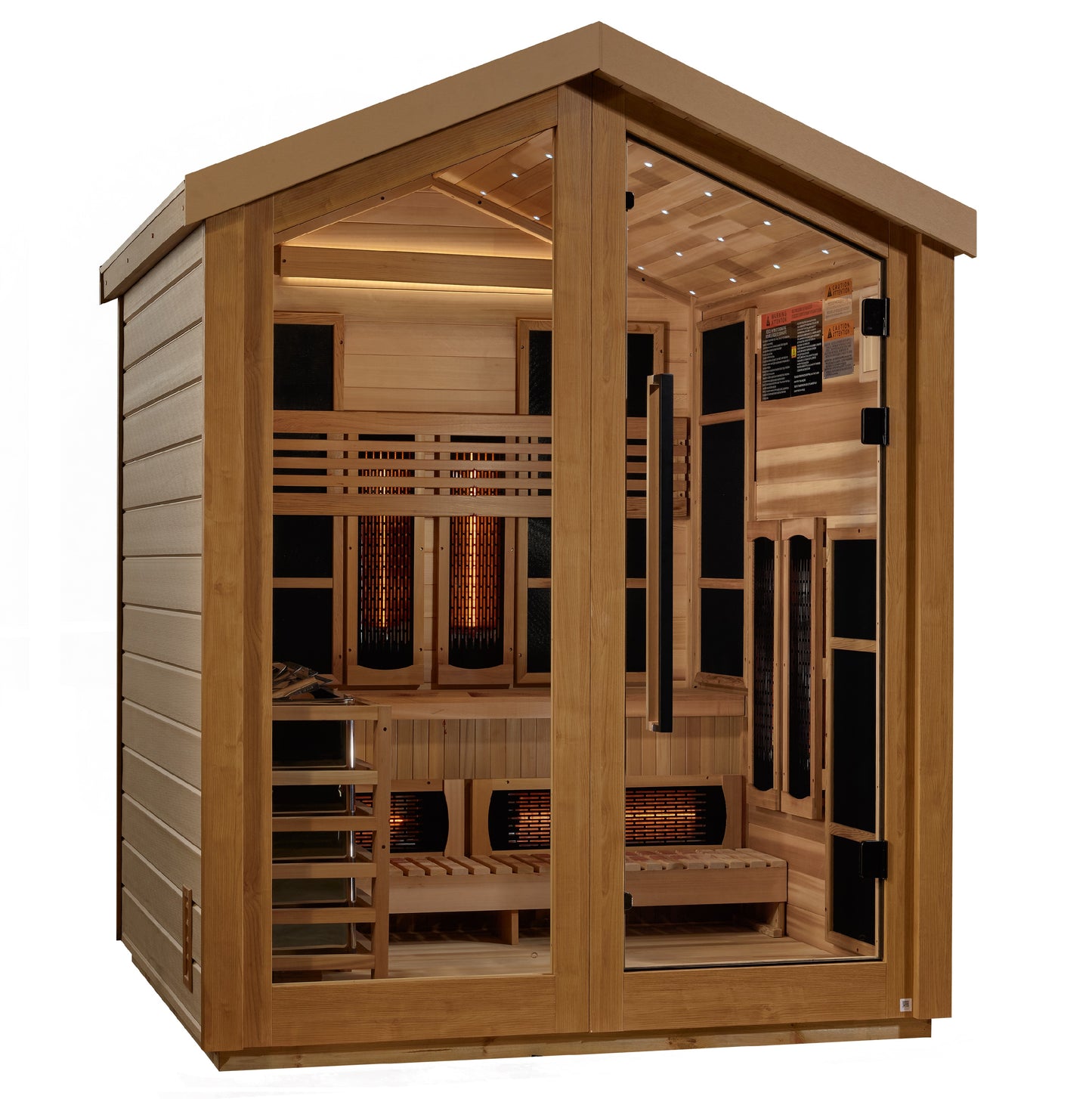 Golden Designs Loviisa 3 Person Hybrid (PureTech™ Full Spectrum IR or Traditional Stove) Outdoor Sauna - Canadian Red Cedar
