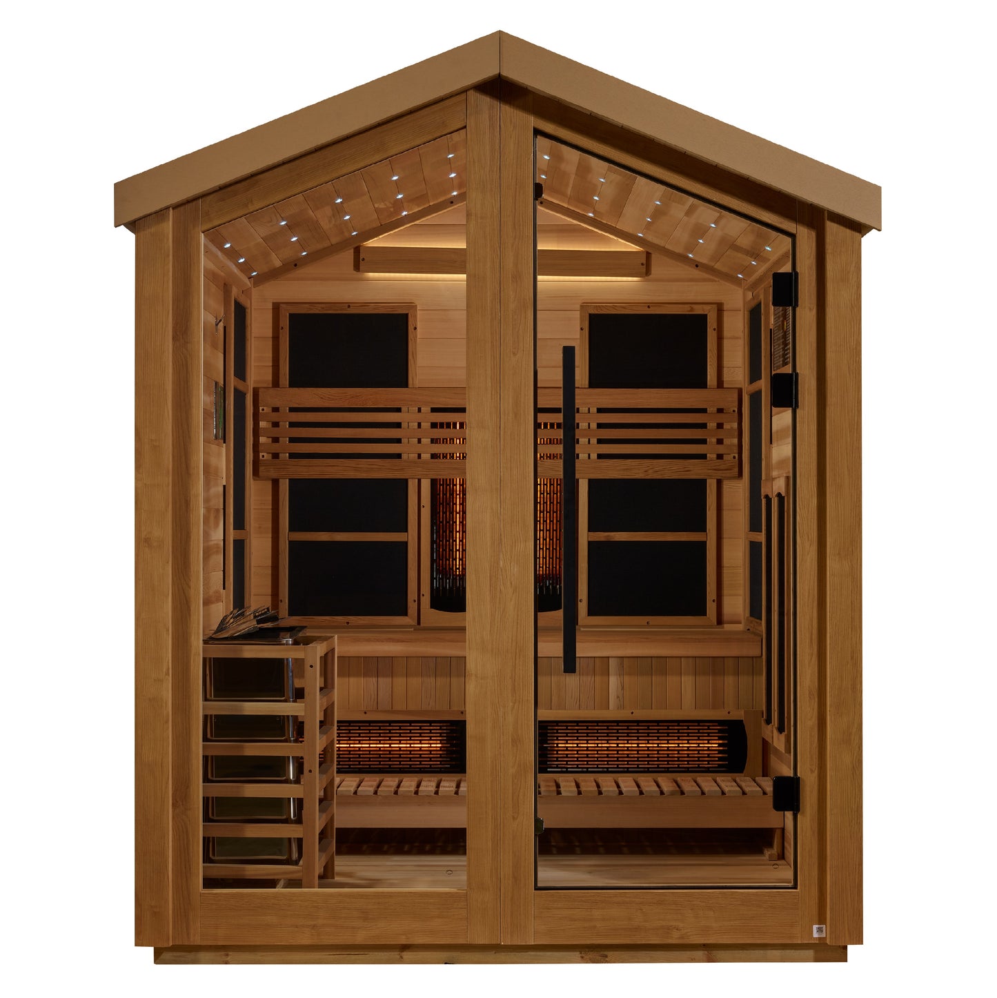 Golden Designs Loviisa 3 Person Hybrid (PureTech™ Full Spectrum IR or Traditional Stove) Outdoor Sauna - Canadian Red Cedar