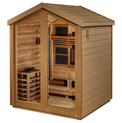 Golden Designs Loviisa 3 Person Hybrid (PureTech™ Full Spectrum IR or Traditional Stove) Outdoor Sauna - Canadian Red Cedar