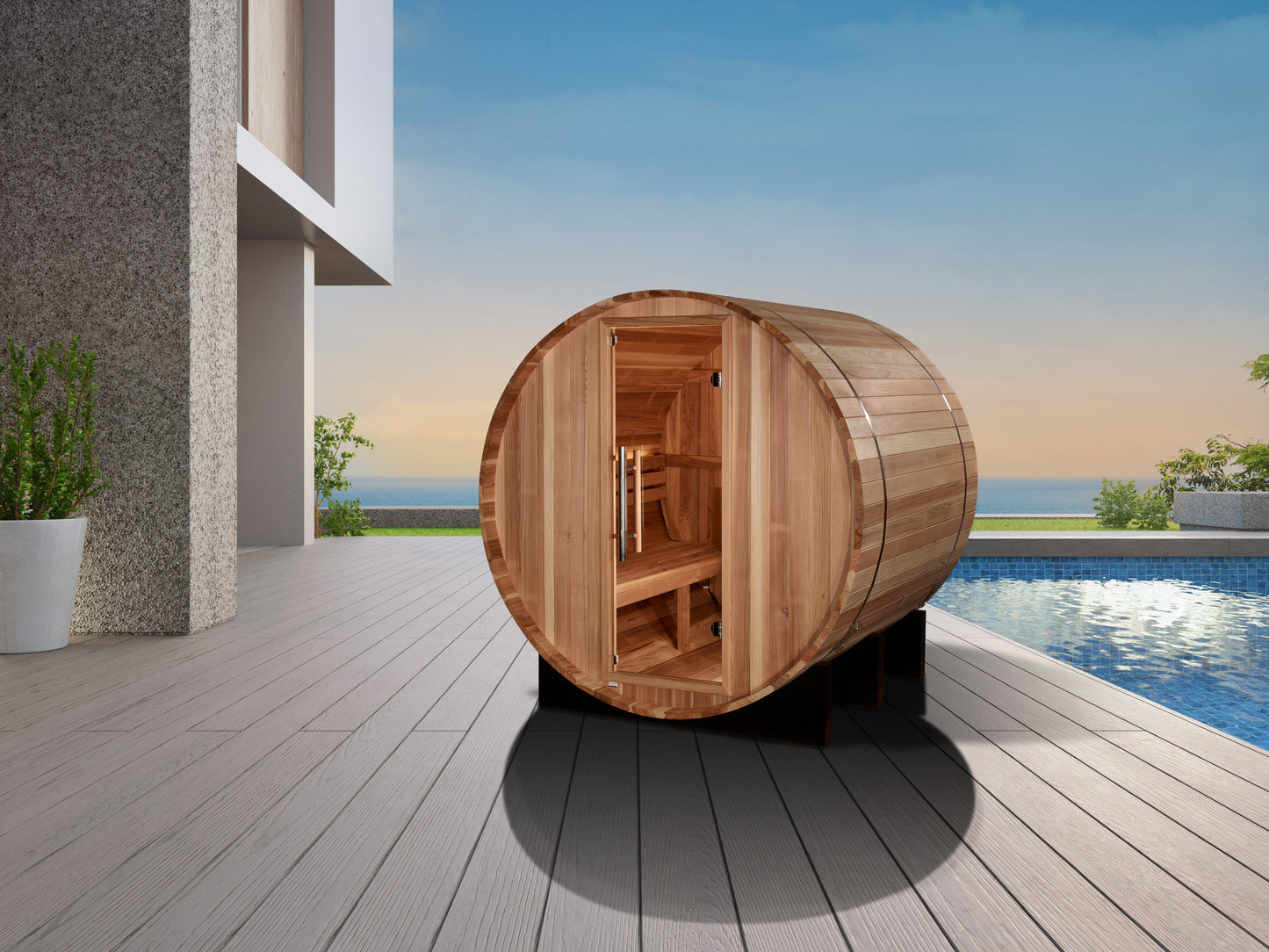 Golden Designs St. Moritz 2 Person Barrel Traditional Sauna - Pacific Cedar
