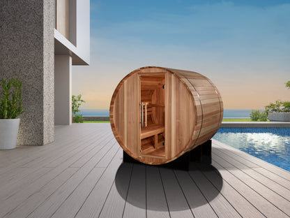 Golden Designs St. Moritz 2 Person Barrel Traditional Sauna - Pacific Cedar