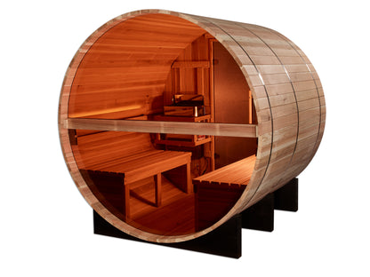 Golden Designs "Zurich" 4 Person Barrel with Bronze Privacy View - Traditional Sauna -  Pacific Cedar H241