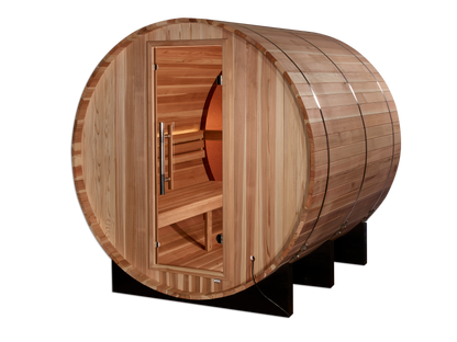 Golden Designs "Zurich" 4 Person Barrel with Bronze Privacy View - Traditional Sauna -  Pacific Cedar H241